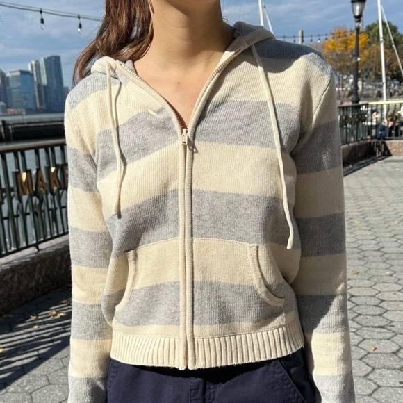 Brandy Melville Sweaters - Alana wool stripe zip up sweater